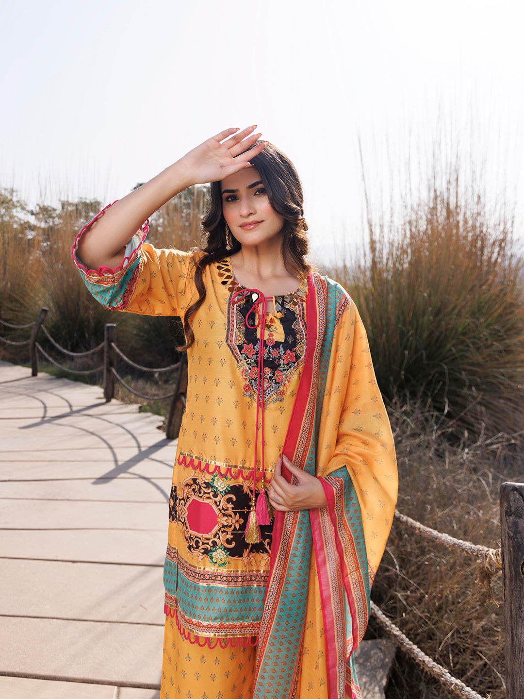 Sunstruck Yellow Muslin Kurta Set  - By Ragavi - qivii