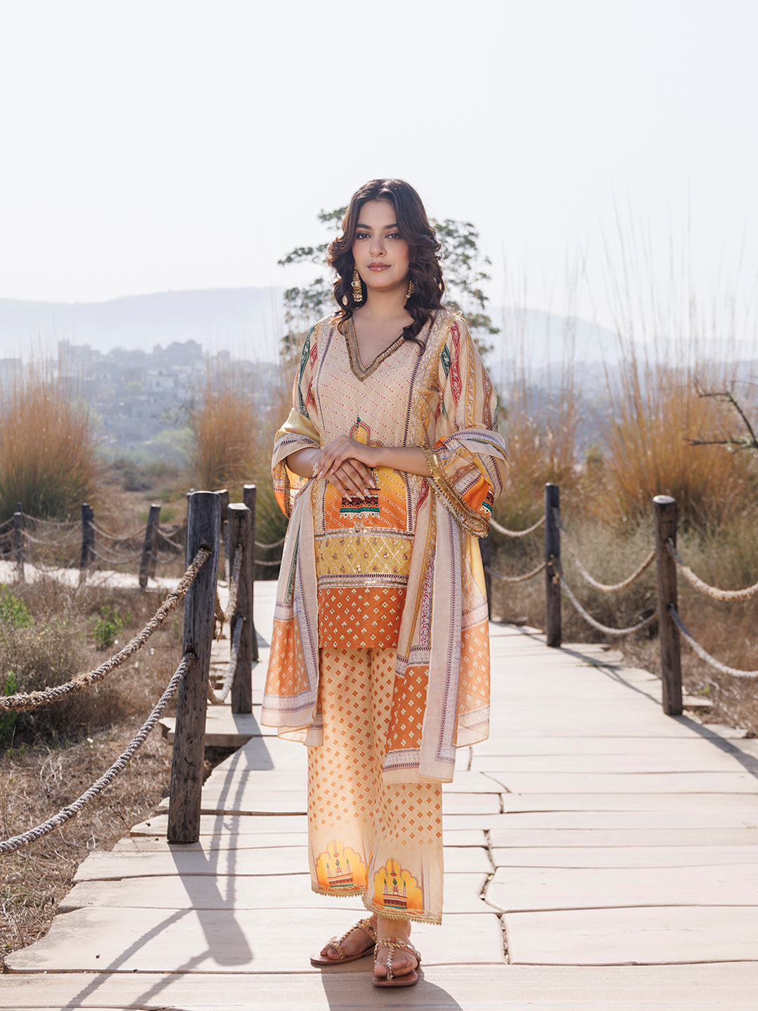 Misted Yellow Muslin Kurta Set  - By Ragavi - qivii