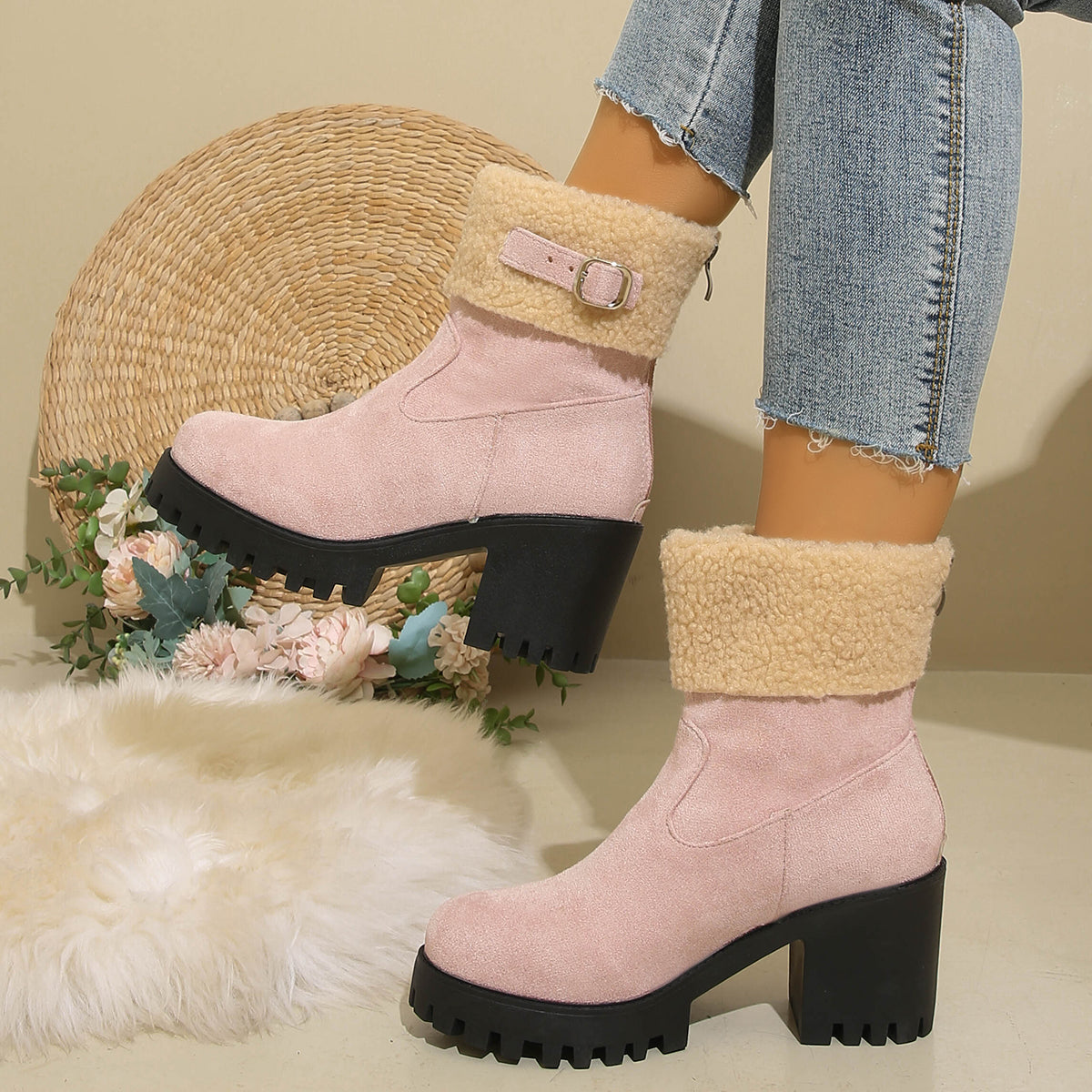 Women's Plush Fleece Lined Snow Boots - Chunky Heel Ankle Winter Fashion Boots (US 4-10)