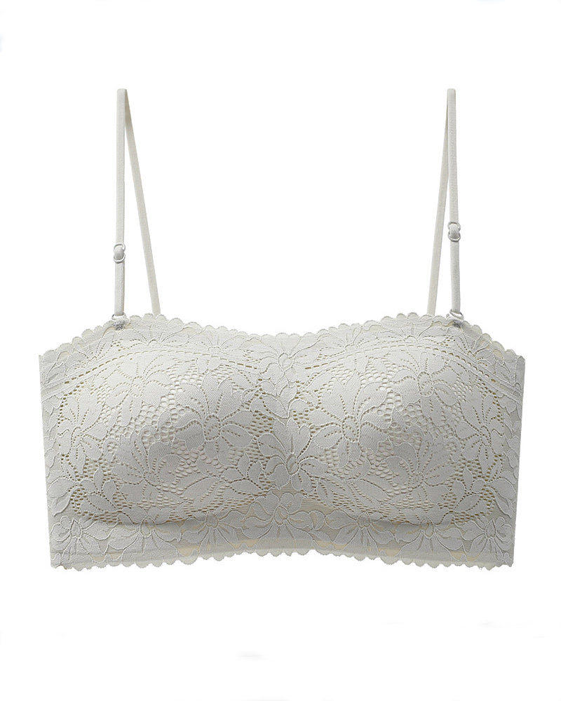 Women's Strapless Lace Non-slip Seamless Wireless Tube Top Bra  - By Qivii