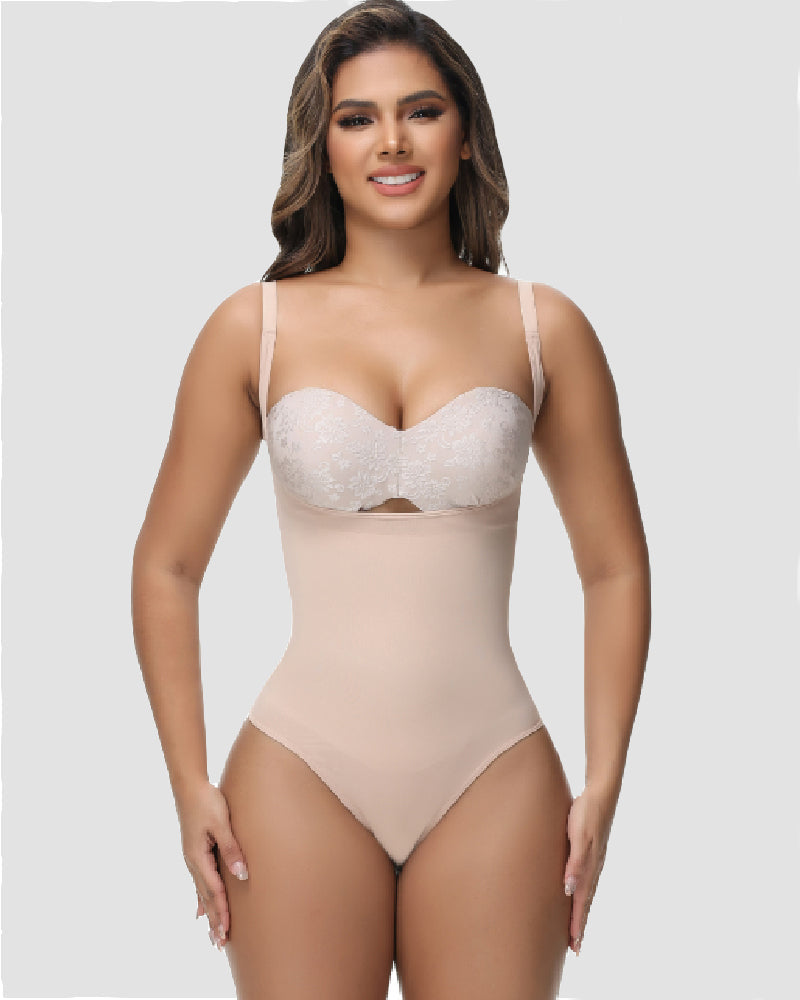 Shapshe® Seamless Tummy Control Thong Body Shaper High Waisted Girdle Butt Lifter Bodysuit  - By Qivii