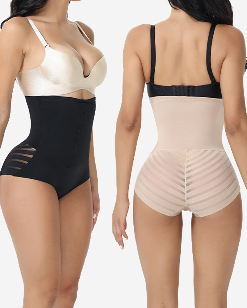 High-waisted Tummy Control Breathable Mesh Panties Shorts  - By Qivii