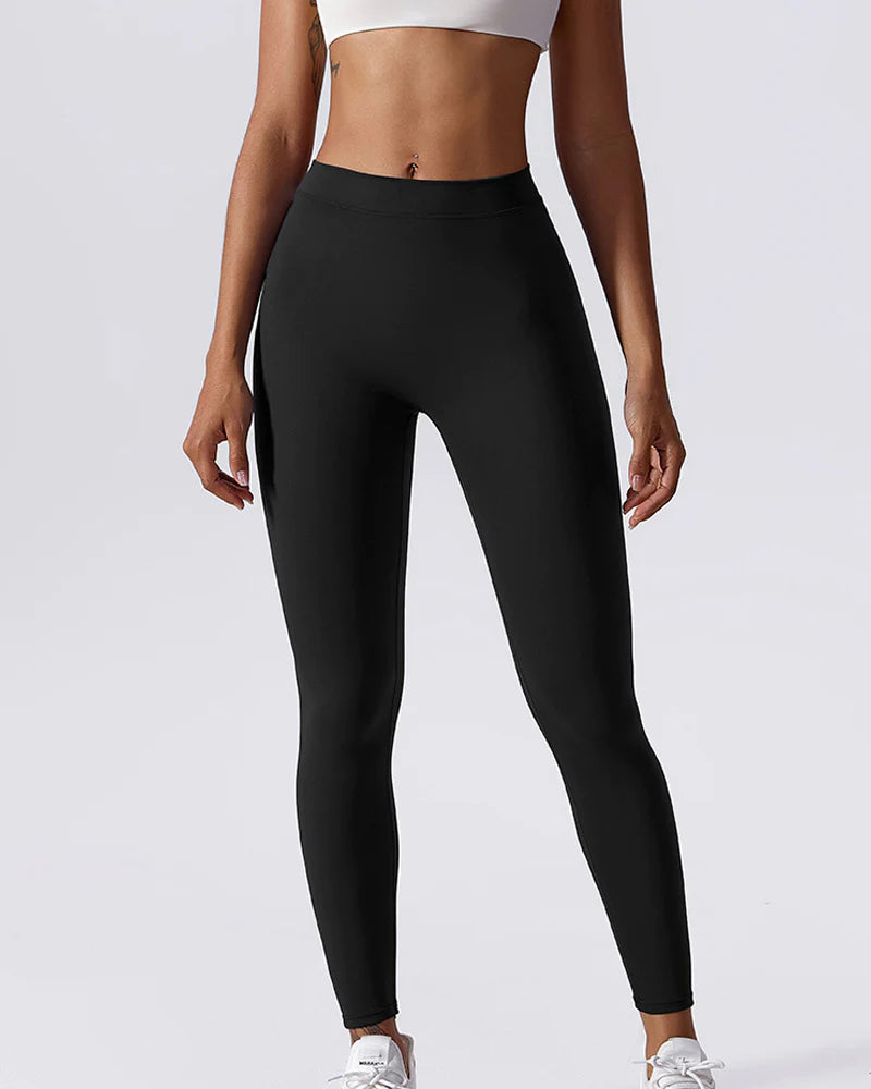 Sculpting V-Back Ruched Leggings Peach Butt Lifting Yoga Pants  - By Qivii
