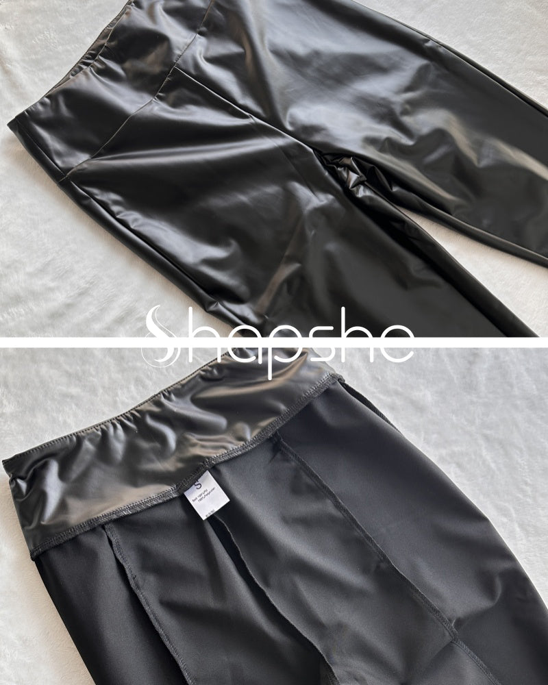Shapshe® Sexy Curvy Solid Color Tight Leather Pants  - By Qivii