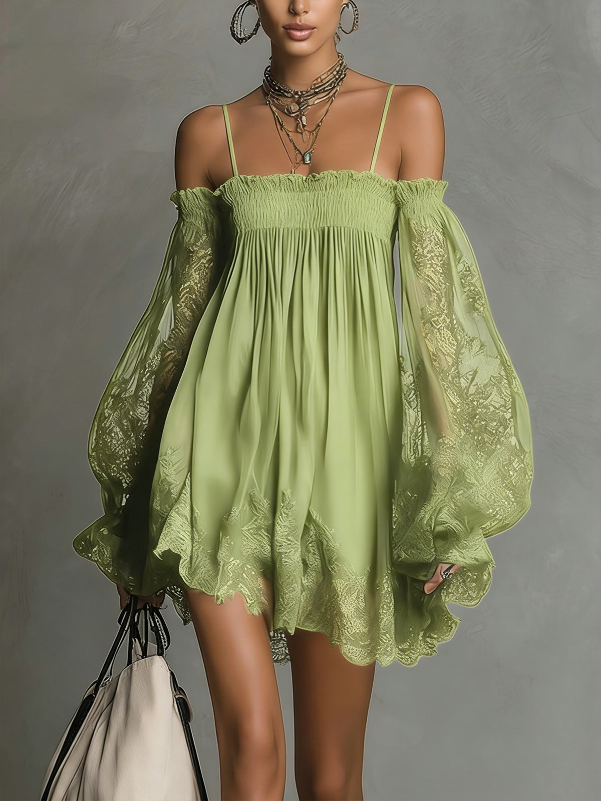 Camille | Elegant Lace Off Shoulder Mini Dress by Qivii