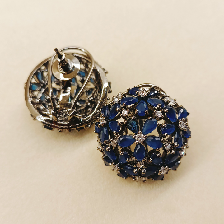 Kiran Blue Sapphire Rhodium Plated Victorian Tops