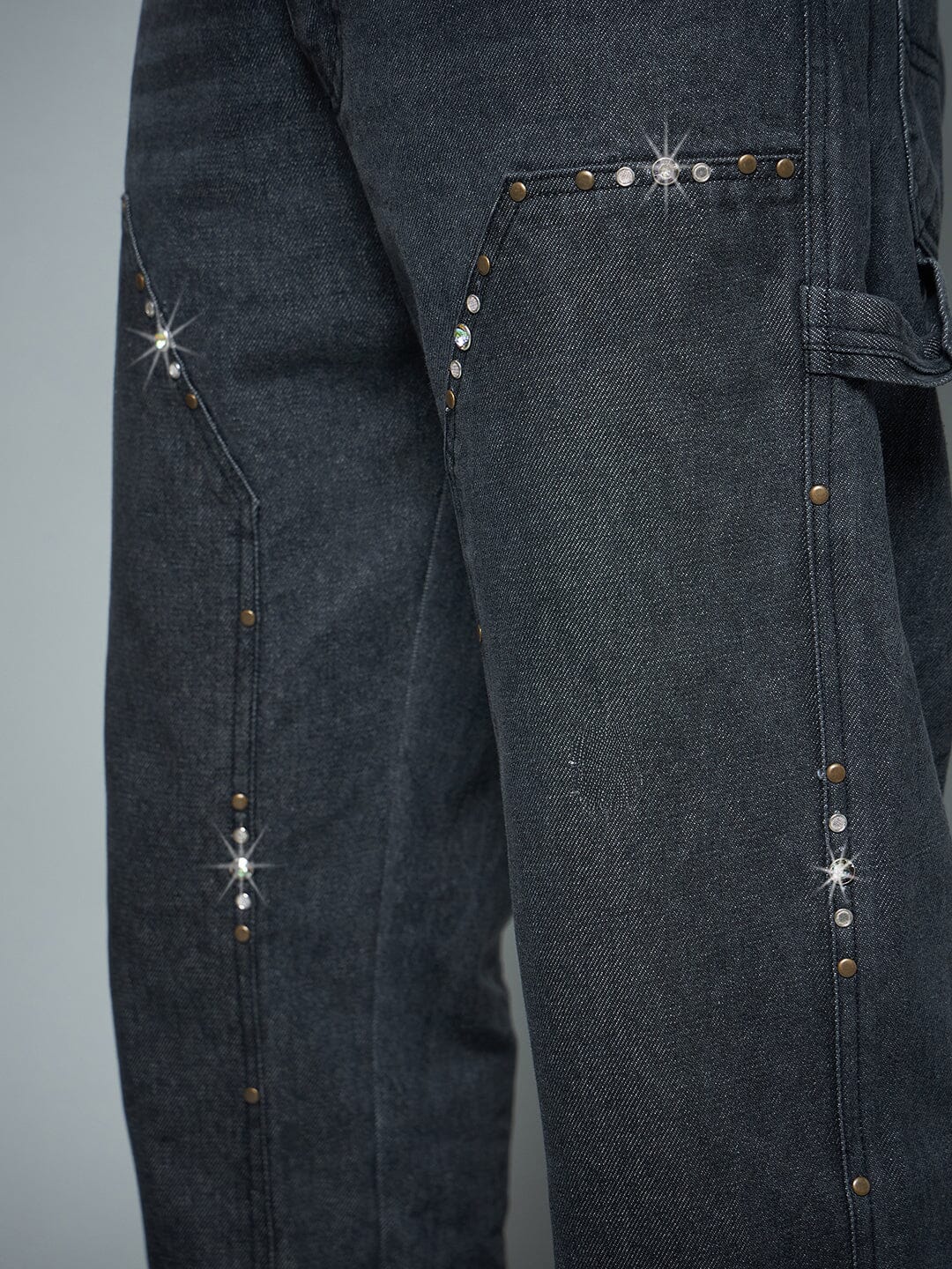 Black Riveted Carpenter Patch Denim
