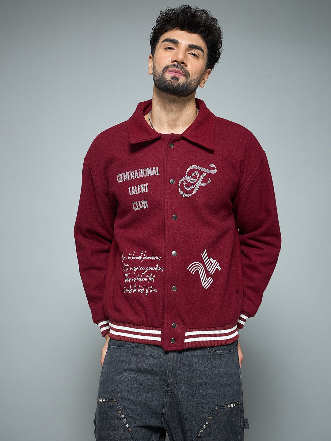 Maroon Generational Talent Varsity Jacket