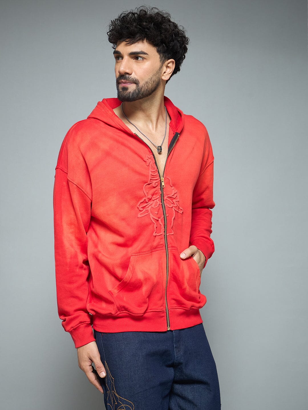 Red Washed Birthday Boy Zipped Hooded Sweatshirt