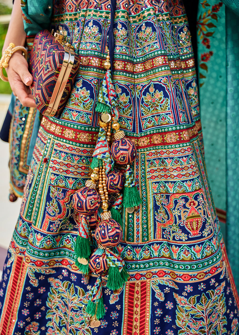 Shades Of Blue Ready to Wear Designer Silk Lehenga Choli with Sparkle & Mirror work | Ready To Wear - qivii