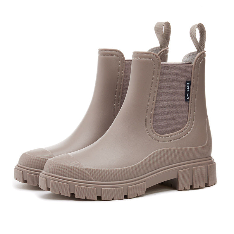 2026 New Women's Short Chelsea Rain Boots Trendy Waterproof Anti Slip Outdoor Footwear for Adults Comfortable Stylish Durable Waterproof Boots Fashion Rain Shoes Women's Outdoor Boots