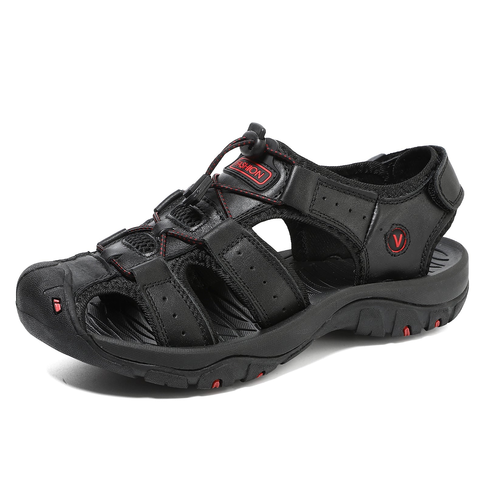 Men’s Summer Sandals Genuine Leather Beach Shoes with MD Midsole and Handcrafted Non Slip Slip Ons