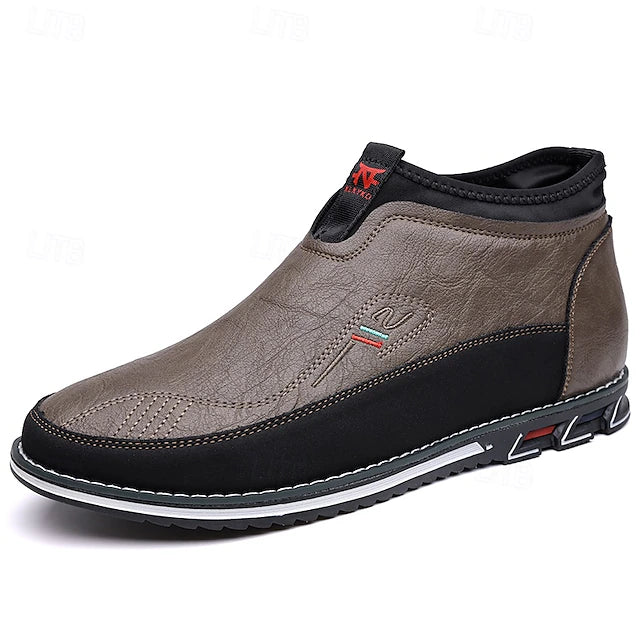 Men's Slip-On Casual Loafers with Faux Leather and Dual-Tone Design – Comfortable and Stylish for Everyday Wear