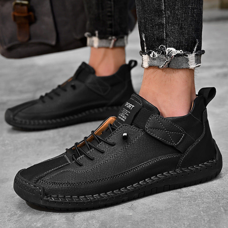 Autumn/Winter Vintage Men’s Mid-Top Martin Boots Outdoor Casual Work Shoes with Stitching
