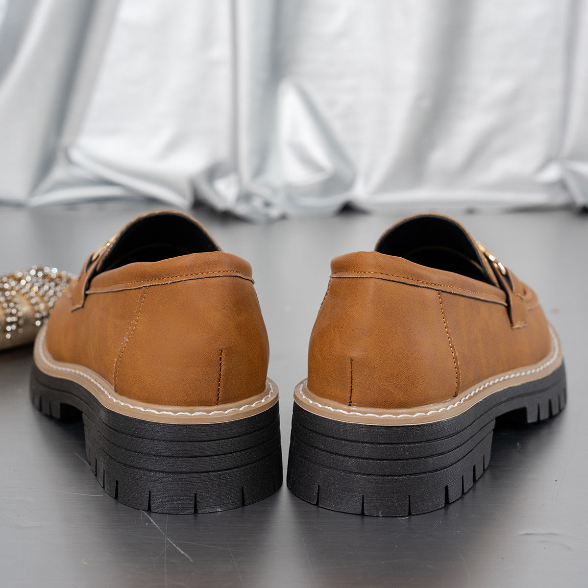 Women's Plus Size Retro Colorblock Loafers Chunky Heel Platform Casual Shoes