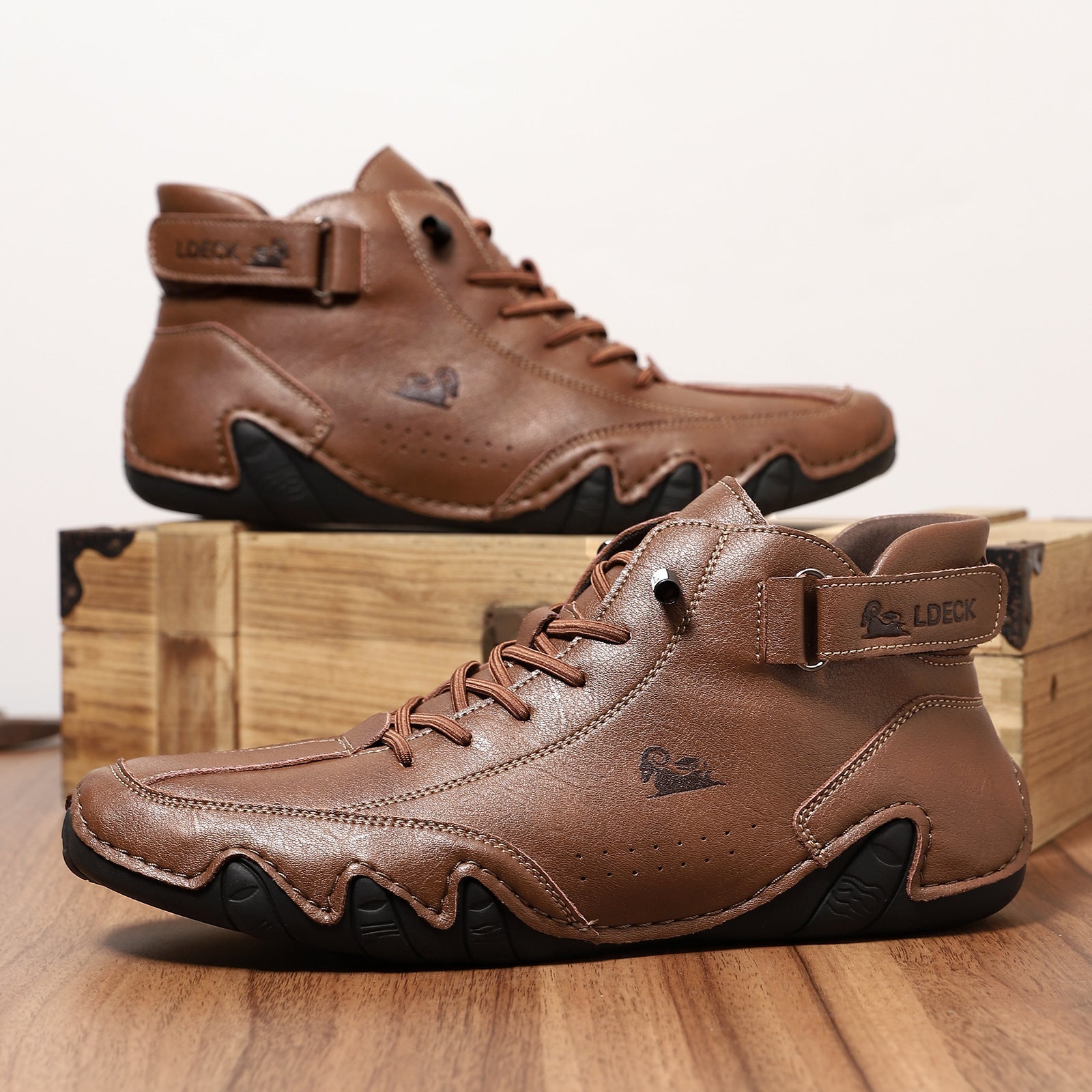 Men’s Octopus High-Top Lace-Up Hand-Sewn Casual Work Boots