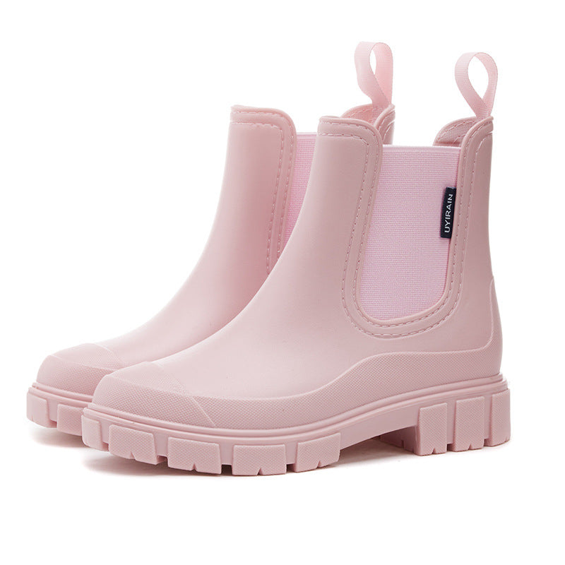 2026 New Women's Short Chelsea Rain Boots Trendy Waterproof Anti Slip Outdoor Footwear for Adults Comfortable Stylish Durable Waterproof Boots Fashion Rain Shoes Women's Outdoor Boots