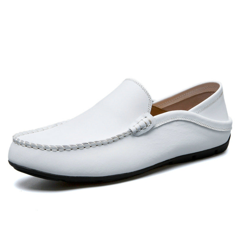 Men's Autumn/Winter Genuine Leather Loafers Soft Casual Driving Shoes Trendy British Style Backless Slip-On Moccasins