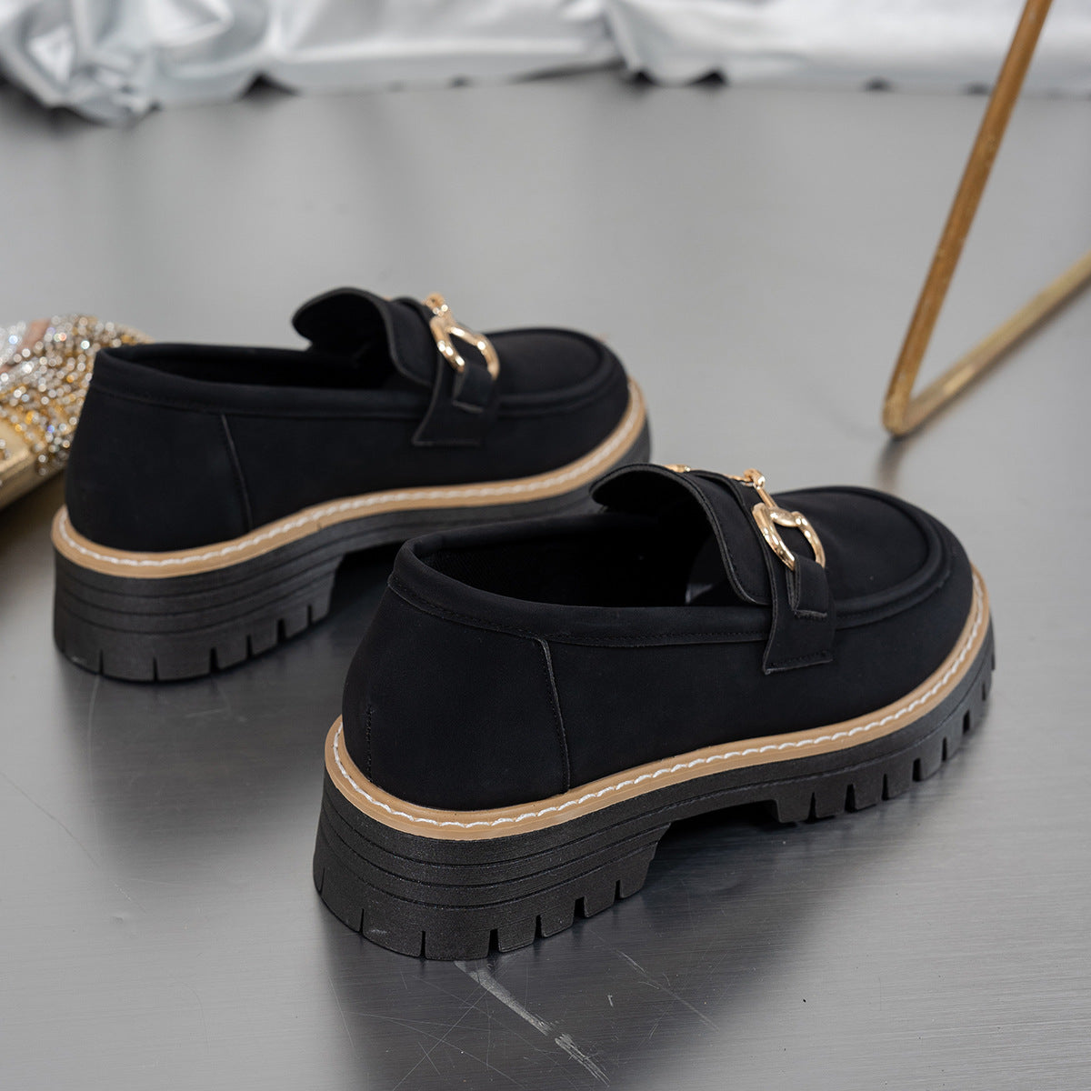 Women's Plus Size Retro Colorblock Loafers Chunky Heel Platform Casual Shoes