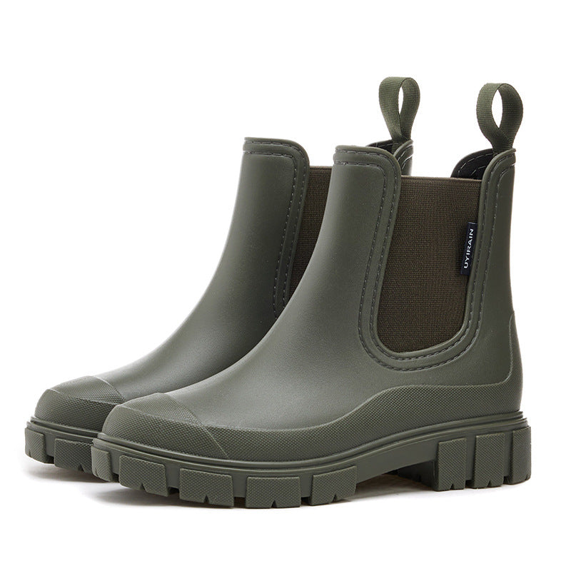 2026 New Women's Short Chelsea Rain Boots Trendy Waterproof Anti Slip Outdoor Footwear for Adults Comfortable Stylish Durable Waterproof Boots Fashion Rain Shoes Women's Outdoor Boots
