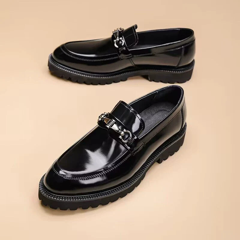 Mens Vintage Distressed Leather Moccasin Loafers Classic Street Style Mens Footwear