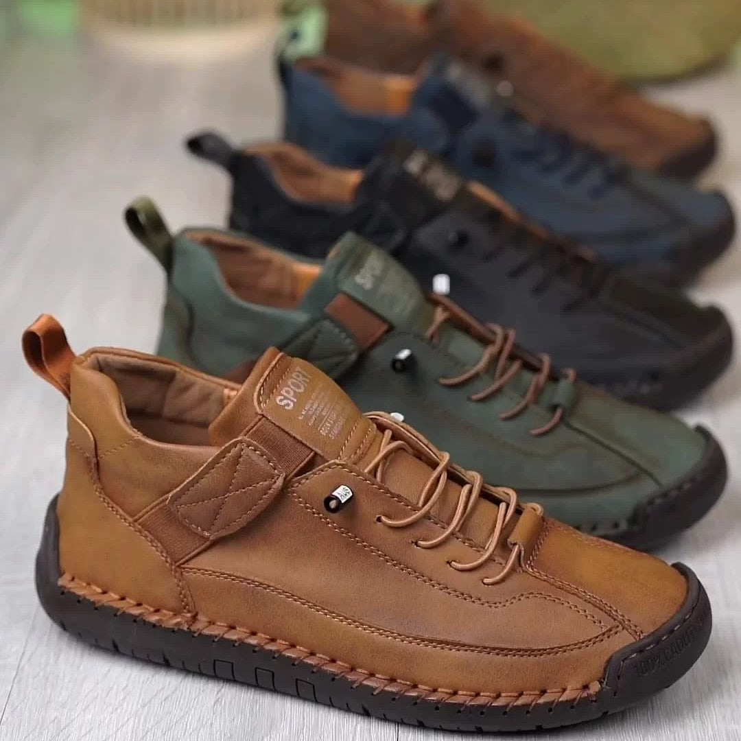 Autumn/Winter Vintage Men’s Mid-Top Martin Boots Outdoor Casual Work Shoes with Stitching