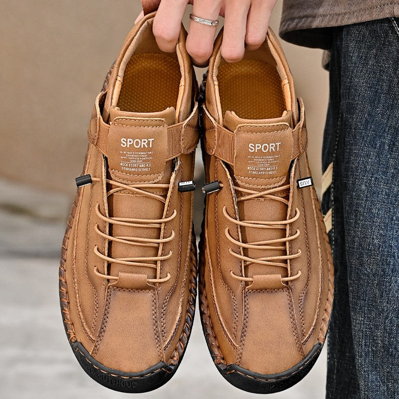 Autumn/Winter Vintage Men’s Mid-Top Martin Boots Outdoor Casual Work Shoes with Stitching