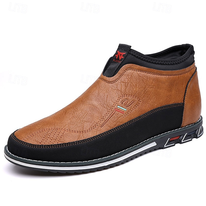 Men's Slip-On Casual Loafers with Faux Leather and Dual-Tone Design – Comfortable and Stylish for Everyday Wear