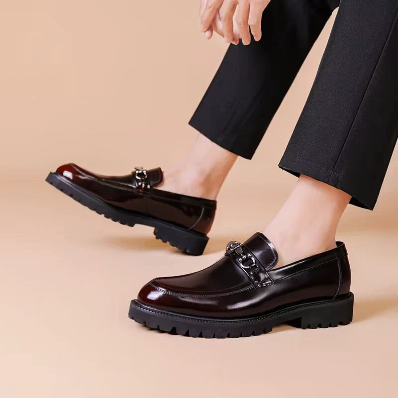 Mens Vintage Distressed Leather Moccasin Loafers Classic Street Style Mens Footwear