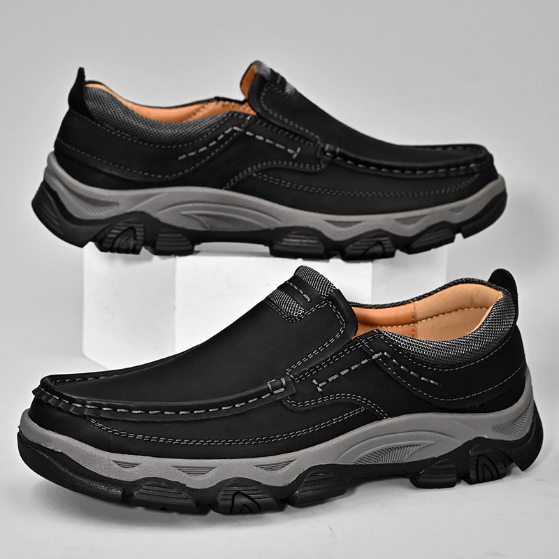 Hot-Selling Men's Leather Loafers – 2025 Spring New Style Slip-On Shoes