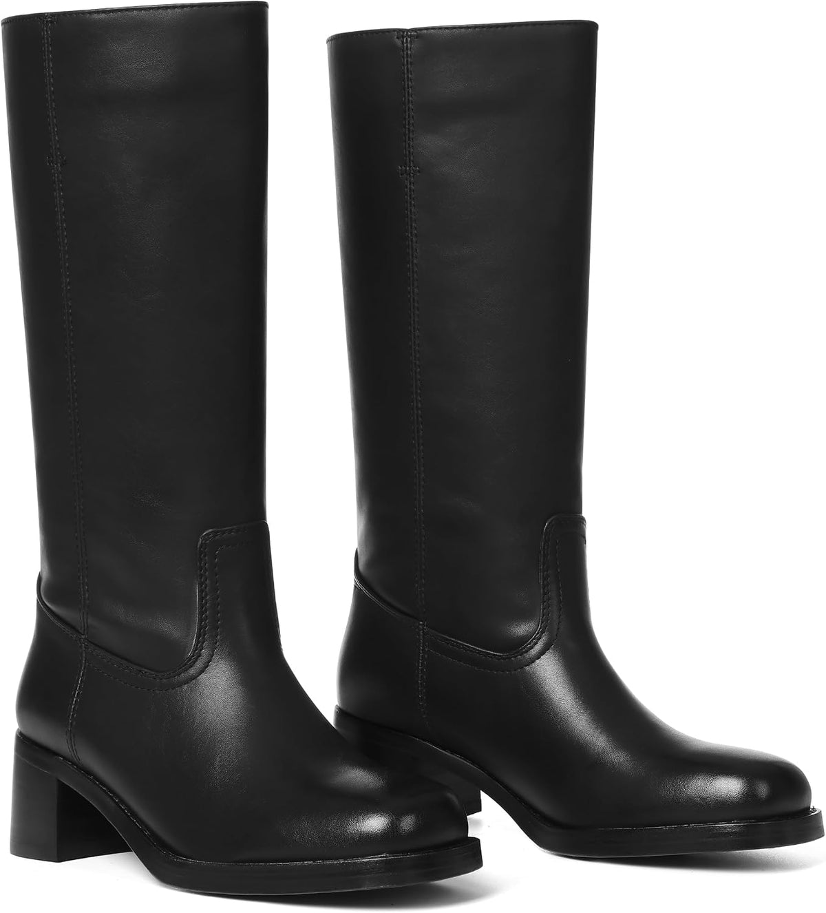 Women's Camden Knee-High Boots - Square Toe Low Block Heel Riding Boots with Wide Calf & Pull-On Design (US 4-11.5)