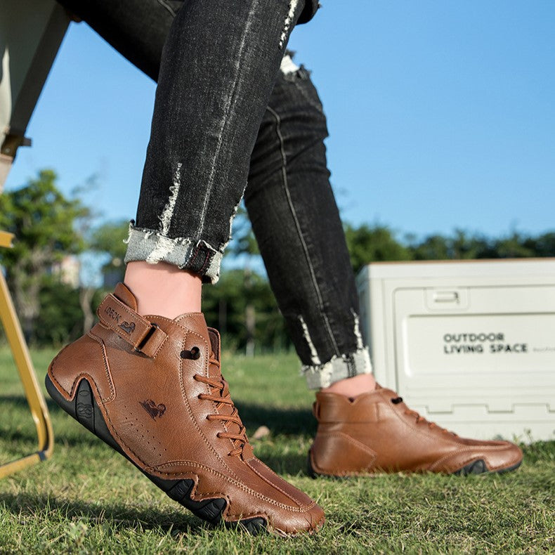 Men’s Octopus High-Top Lace-Up Hand-Sewn Casual Work Boots