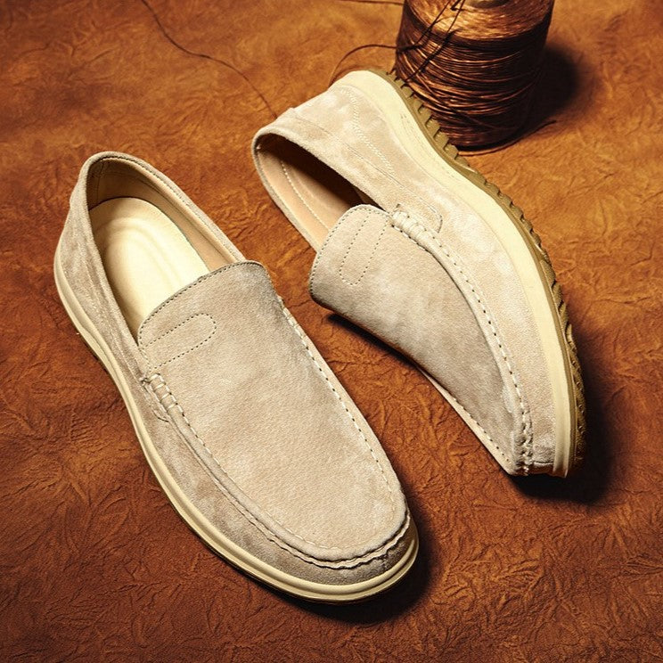 Men's Handmade Suede Lazy Loafers Casual Breathable Slip-On Shoes