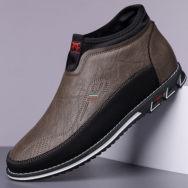 Men's Slip-On Casual Loafers with Faux Leather and Dual-Tone Design – Comfortable and Stylish for Everyday Wear