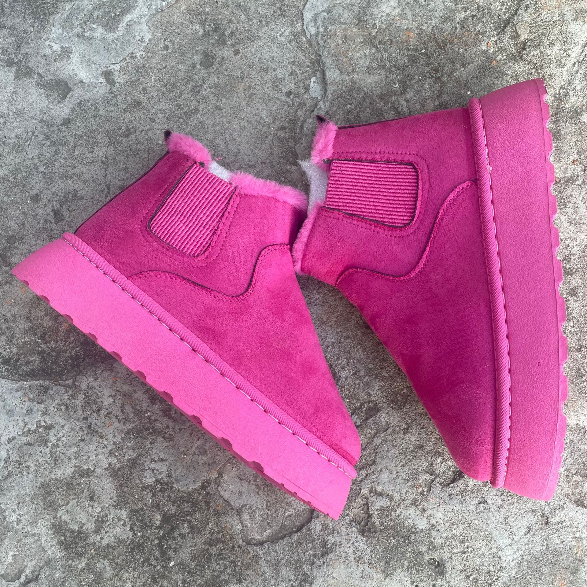 2025 Autumn/Winter Women's New Arrivals Thick-Soled Snow Boots with Fur Lining, Round Toe Slip-On Cotton Boots