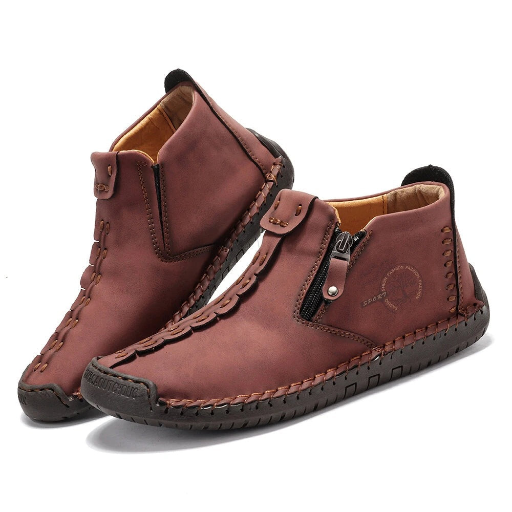 Men’s Octopus High-Top Zipper Boots Outdoor Casual Handmade Work Boots