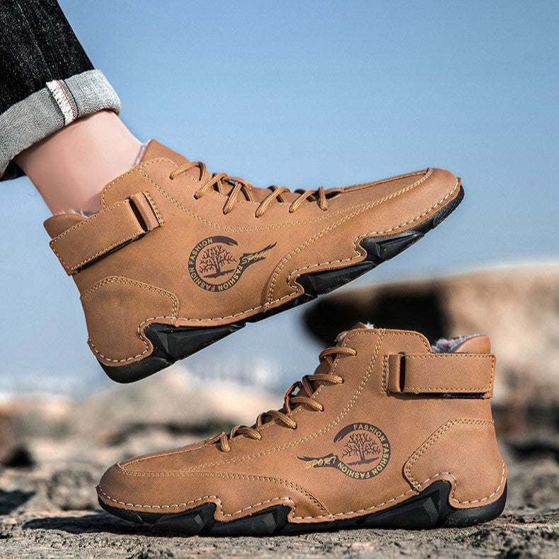 Men's High-Top Winter Suede Martin Boots with Warm Fleece Lining Handmade Casual Boots