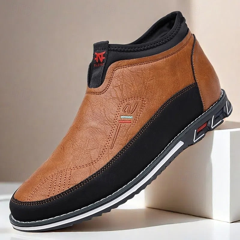 Men's Slip-On Casual Loafers with Faux Leather and Dual-Tone Design – Comfortable and Stylish for Everyday Wear