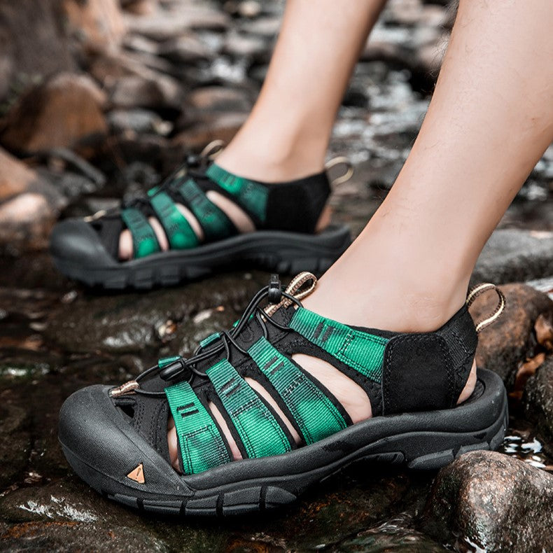 Mens Closed Toe Summer Sandals Handmade Multicolored Outdoor Beach Shoes