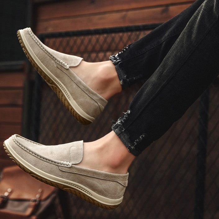 Men's Handmade Suede Lazy Loafers Casual Breathable Slip-On Shoes