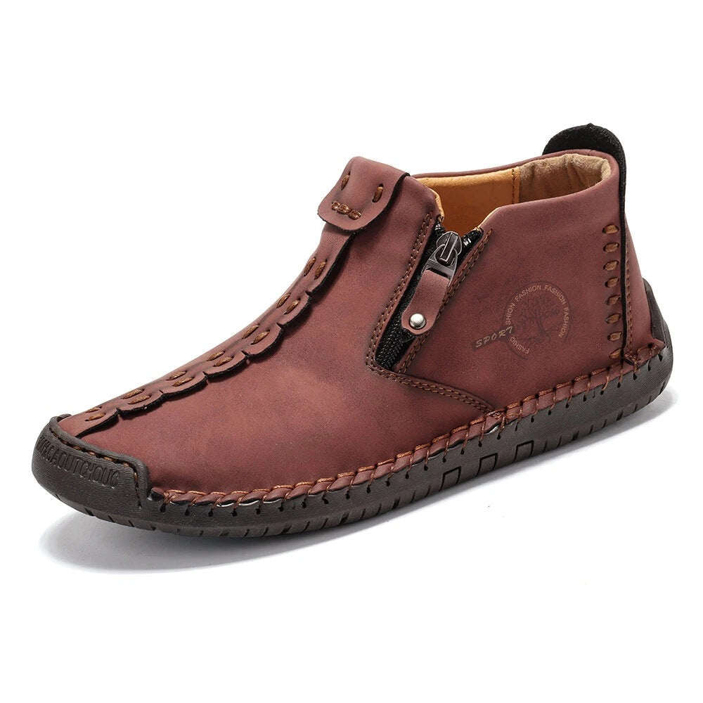 Men’s Octopus High-Top Zipper Boots Outdoor Casual Handmade Work Boots