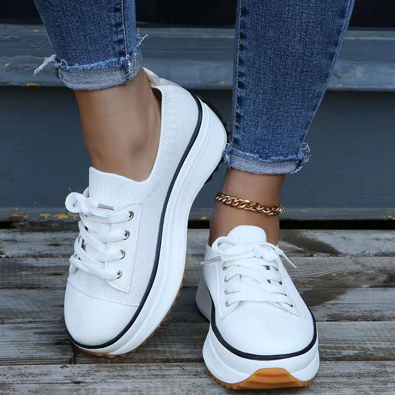 Women's Plus Size Casual Platform Knit Breathable Outdoor Sports Shoes