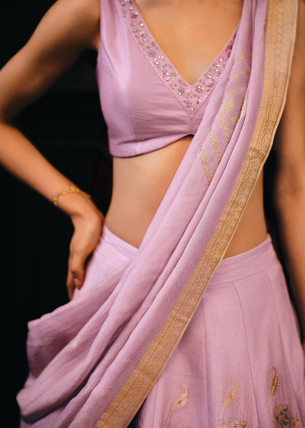 Lavender Purple Viscose Silk Lehenga Choli With Heavy Handwork Embroidery  - By Qivii