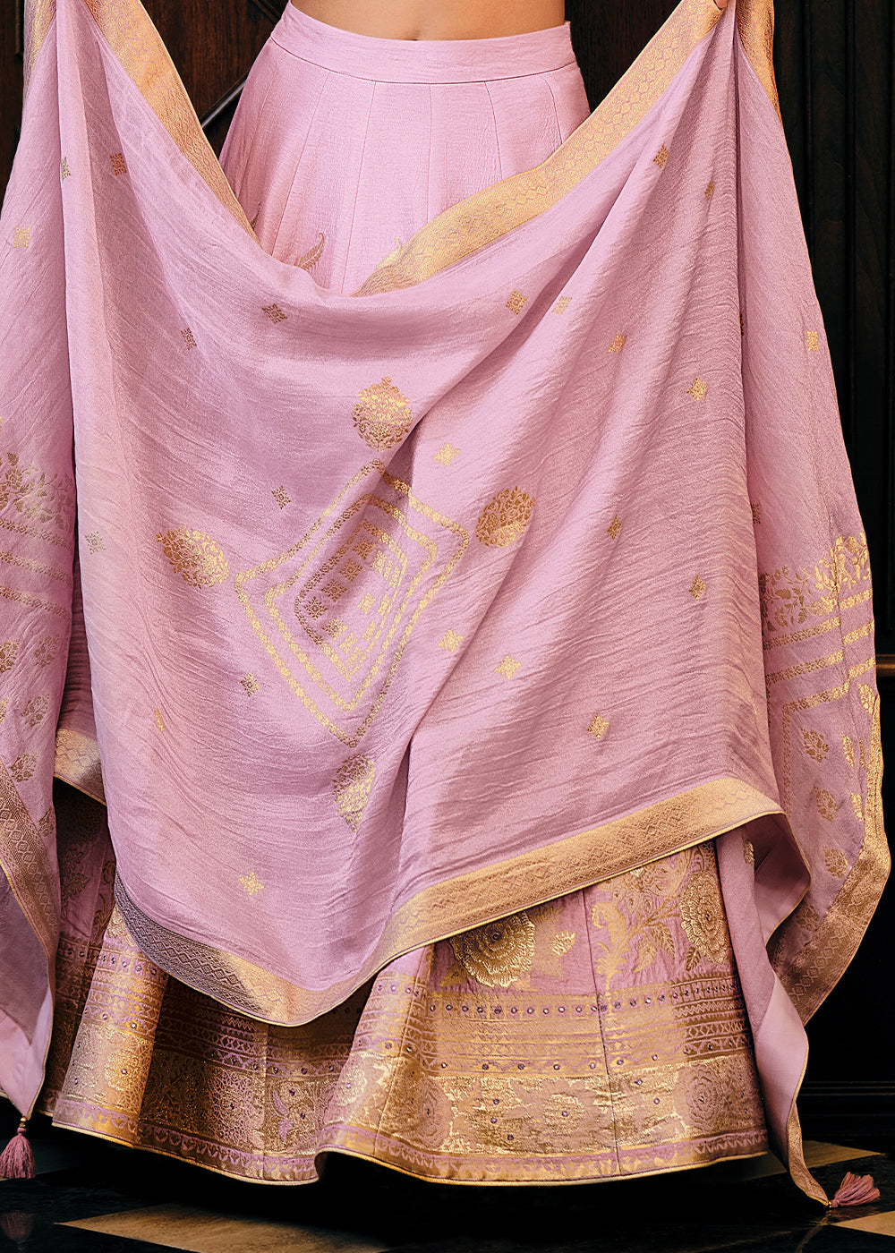 Lavender Purple Viscose Silk Lehenga Choli With Heavy Handwork Embroidery  - By Qivii