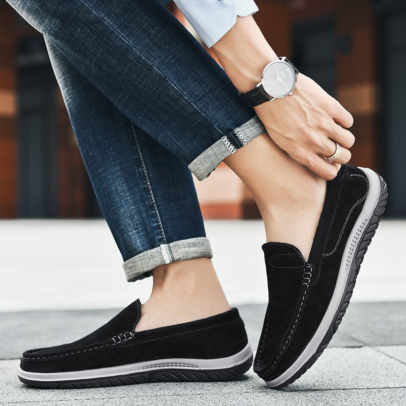 Men's Handmade Suede Lazy Loafers Casual Breathable Slip-On Shoes