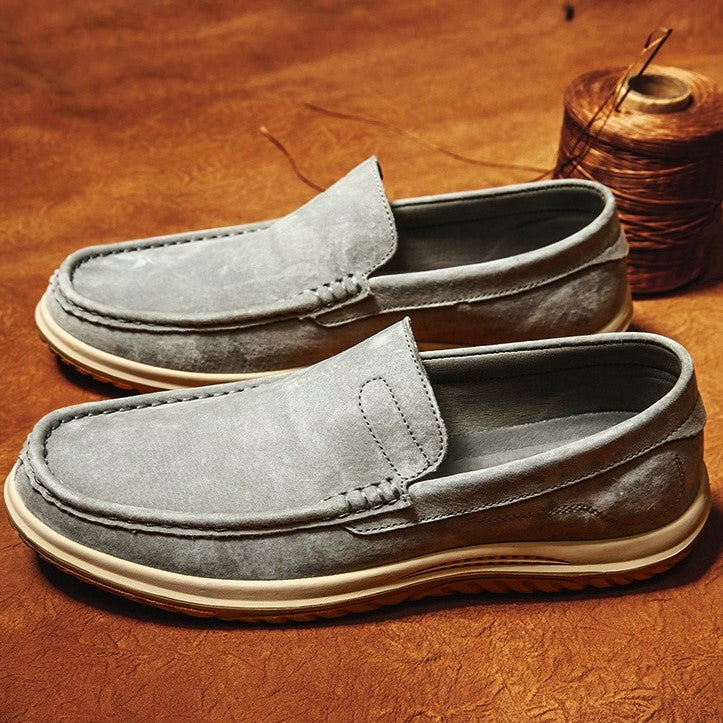 Men's Handmade Suede Lazy Loafers Casual Breathable Slip-On Shoes