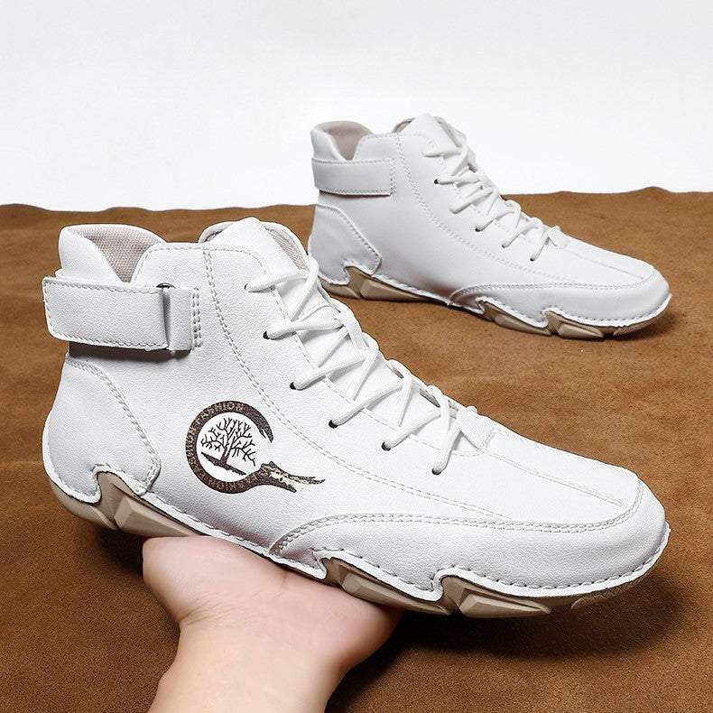 Men's High-Top Winter Suede Martin Boots with Warm Fleece Lining Handmade Casual Boots