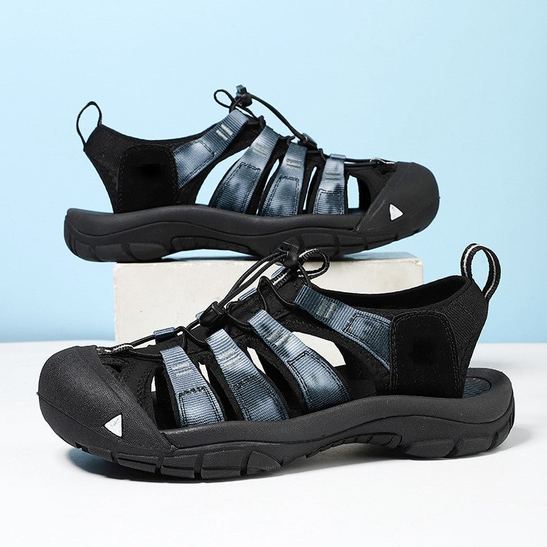 Men’s Summer Handmade Sandals Thick Sole Closed-toe Beach Shoes