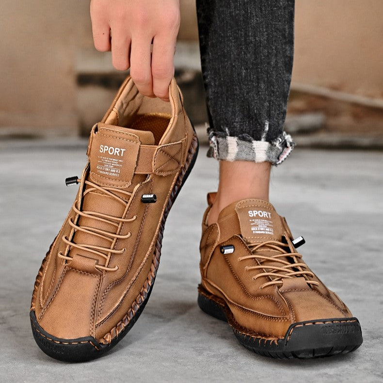 Autumn/Winter Vintage Men’s Mid-Top Martin Boots Outdoor Casual Work Shoes with Stitching