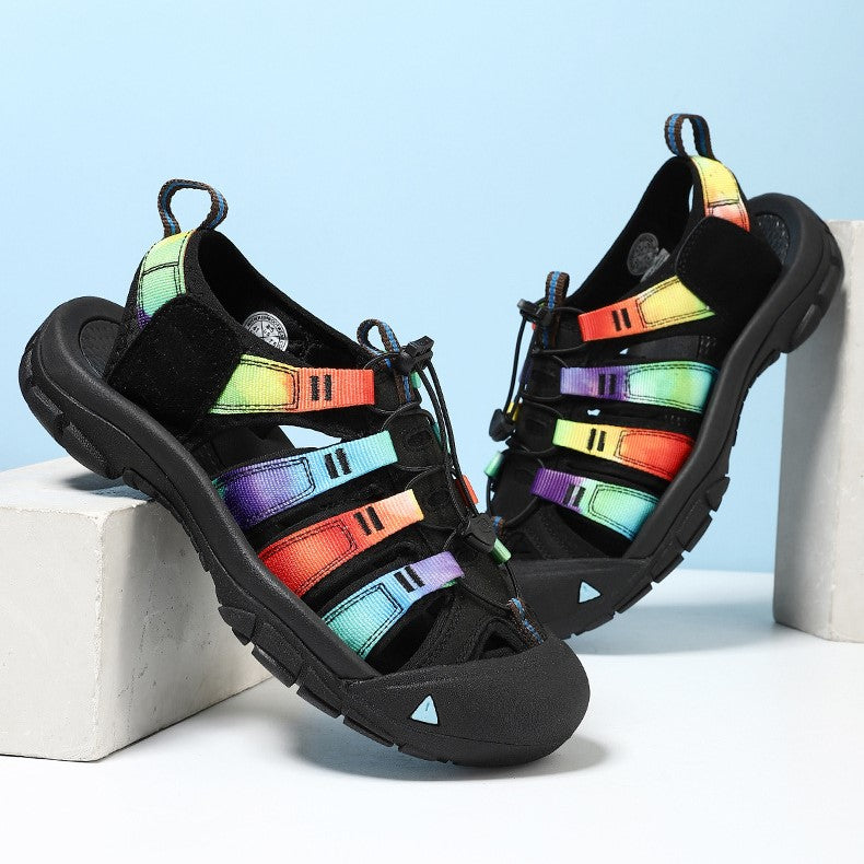 Men’s Summer Handmade Sandals Thick Sole Closed-toe Beach Shoes